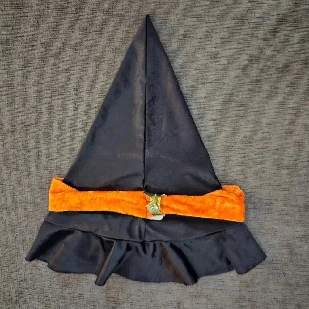 Kids Black Orange Velvet Gothic Witch Halloween Cosplay Costume Hat Size OS